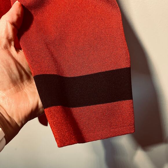 Exclusively Misook VTG Cardigan Jacket Knit Burgundy Red Black Pockets Office M - Picture 4 of 8